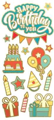 Happy Birthday Faux Enamel Stickers Planner Supply Papercraft Crafts Scrapbook