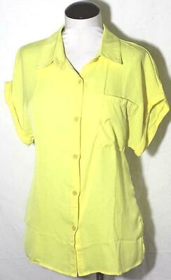NEW  Misslook Yellow Blouse Shirt Top sz Large Cap Cuff Sleeve