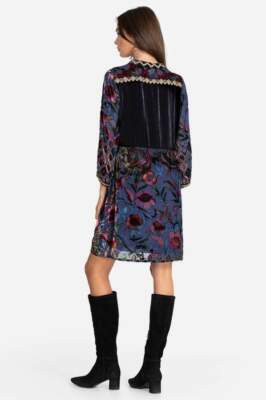 Pre-owned Johnny Was Clara Gweneth Burnout Tunic Dress Top Embroidered Floral Pre Sale In Blue