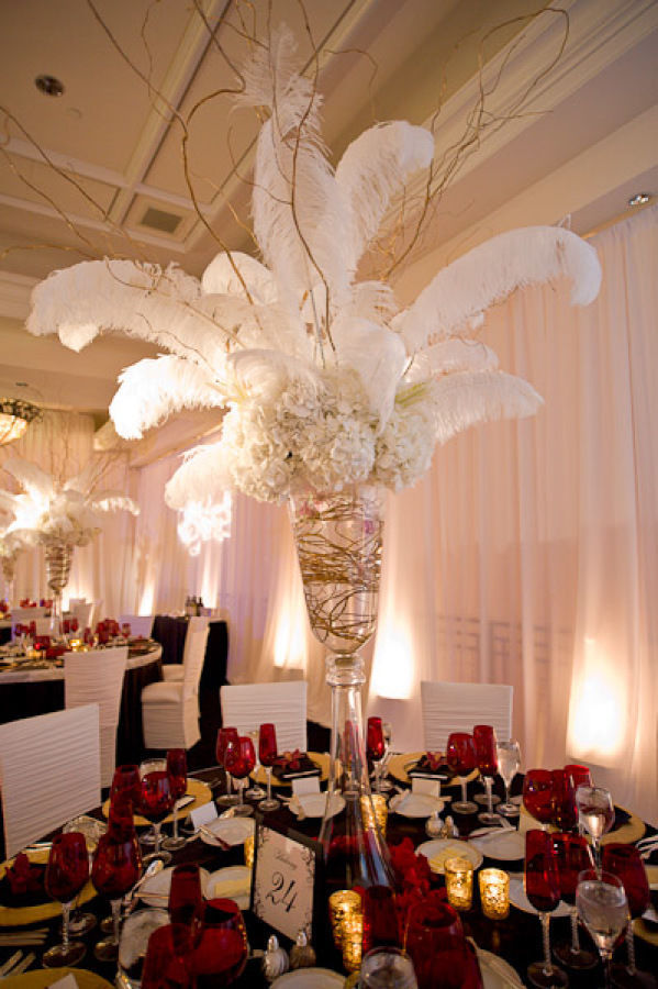 20 Pcs White Ostrich Feathers For Wedding Centerpiece Eiffel Tower