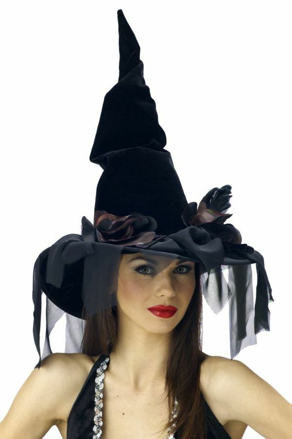 Deluxe Winding Adult Halloween Witch Hat for Home Scary Party Wear