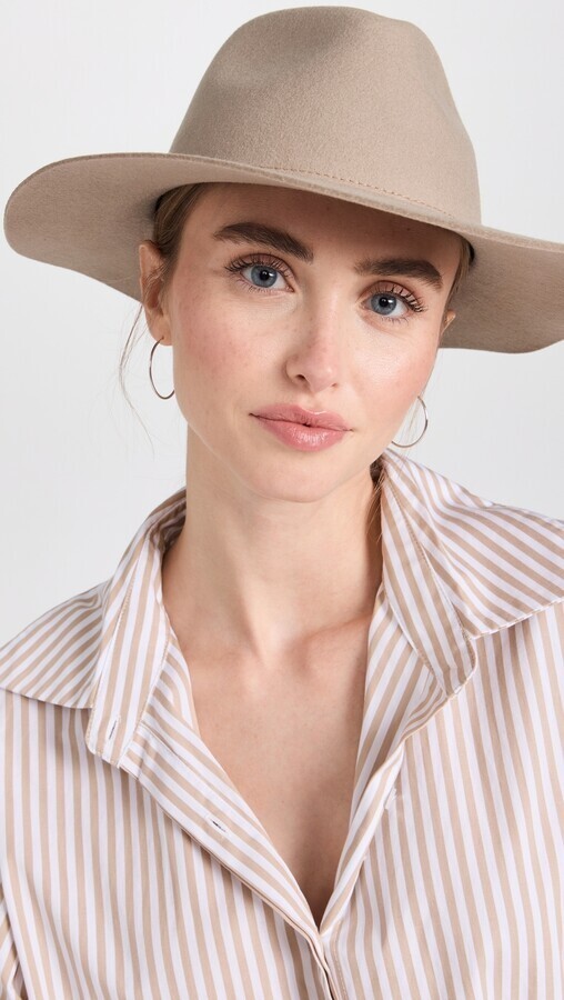 Rag & Bone City Felted Wool Fedora Hat Women's Medium Mink Logo Detail - Picture 1 of 16