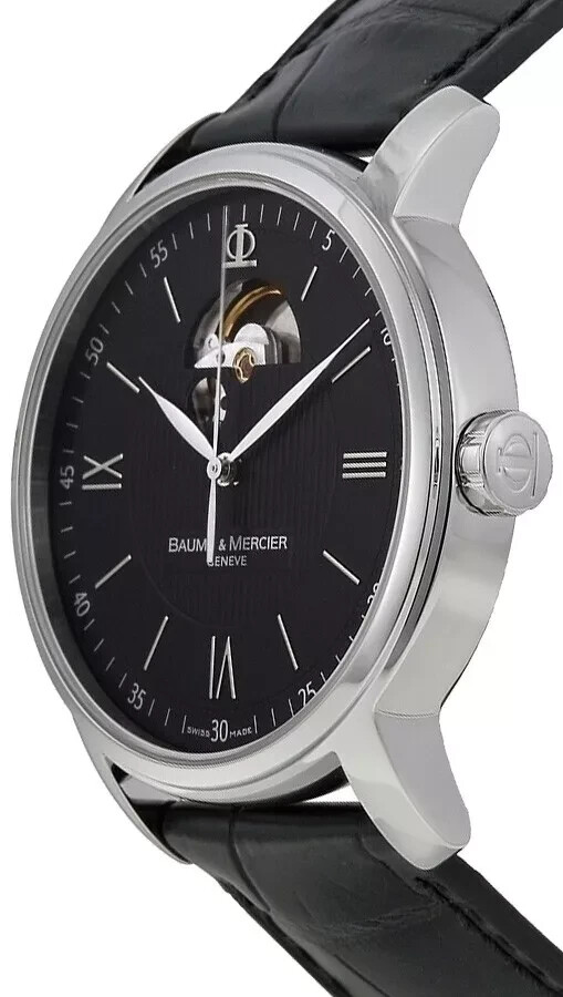 Pre-owned Baume Et Mercier Baume & Mercier Classima Black Guilloche Dial Mens Swiss Automatic M0a8689 Watch