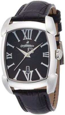 Orobianco TIME-ORA RettangOra Men's Black Dial Watch Leather Belt