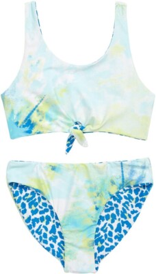 Treasure & Bond Kids Reversible Two-Piece Bikini Swimsuit Tie Dye & Stripe Sz 12