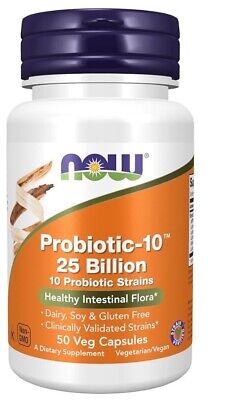 Now Foods Probiotic-10, 25 Billion, 10 Probiotic Strains, 50 Veg Caps Exp 05/25