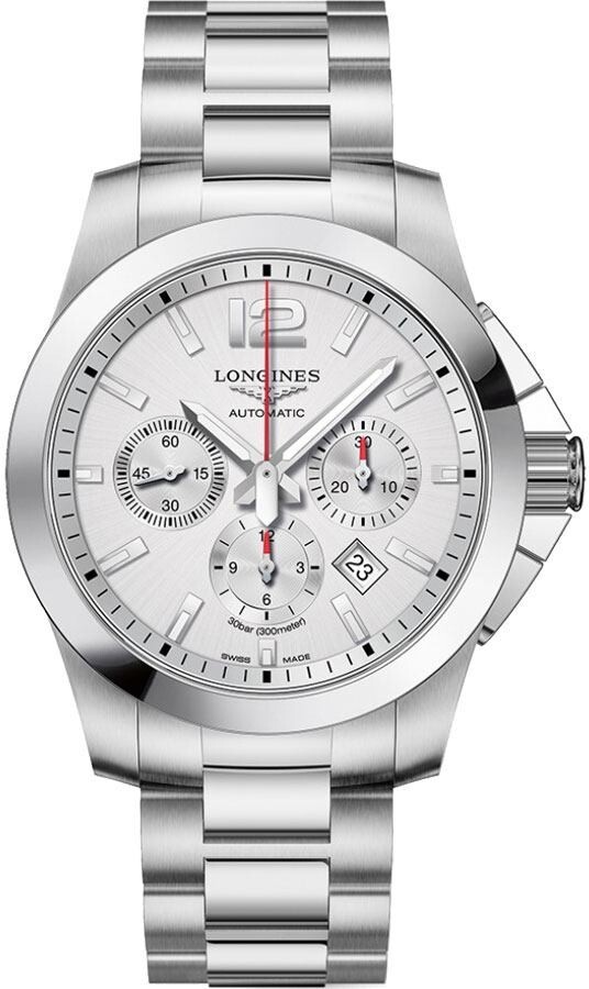 Pre-owned Longines Conquest Automatic Chronograph Steel Mens Watch L3.801.4.76.6