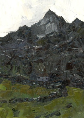 Daniel Nichols - Initialled Contemporary Oil, Beneath the Mountain