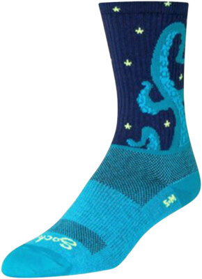 SockGuy Crew Kraken Sock: Blue LG/XL Double Stitched Heel and Toe Ultra Wicking