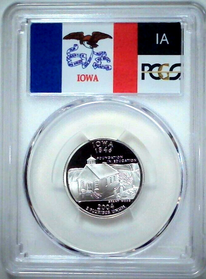 PCGS PR69DCAM 2004 S シルバー アイオワ州立地区 2004-S 25C State Quarter Iowa PCGS PR69 DCAM 90% Silver