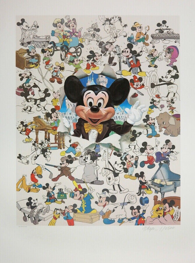 ミッキーマウスハッピー 60thバースデー額縁入り絵画 Disneyland 60th Birthday Mickey Mouse Signed and Numbered