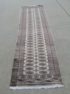 Vintage Pakistan Bokara Bokhara Runner Hand Knotted Rug 2'8''x10'3'' Soak Washed 2