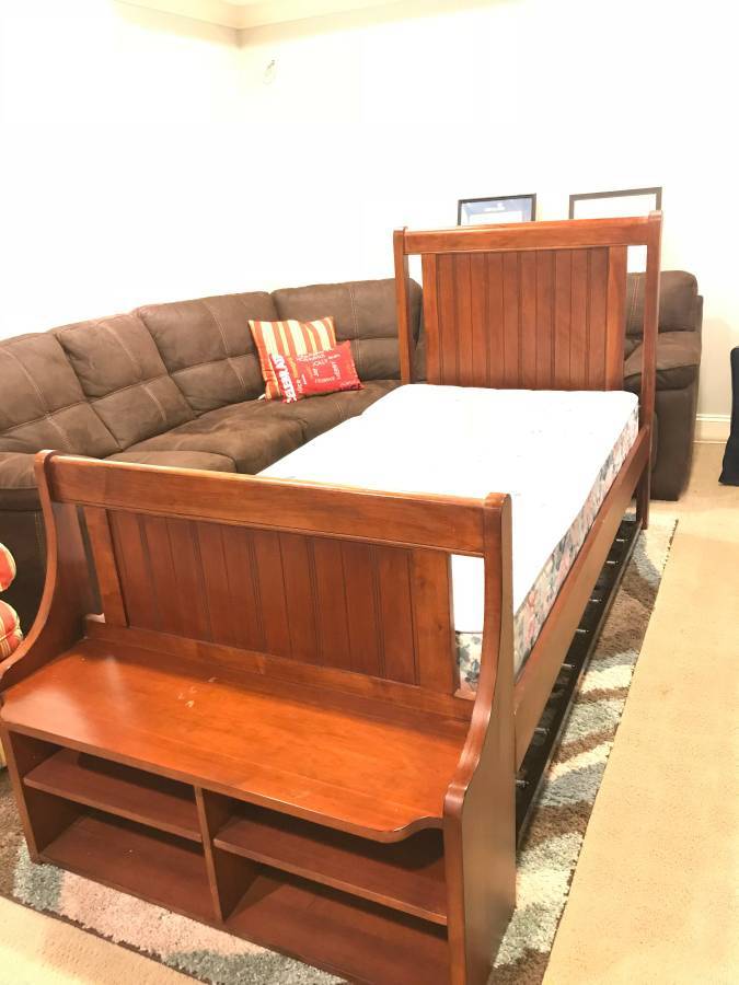 LEXINGTON FURNITURE BOB TIMBERLAKE TWIN TRUNDLE BED W BENCH CHERRY
