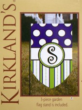 NEW KIRKLAND'S Monogram "S" Decorative Polkadot Garden Flag with 3-PC
