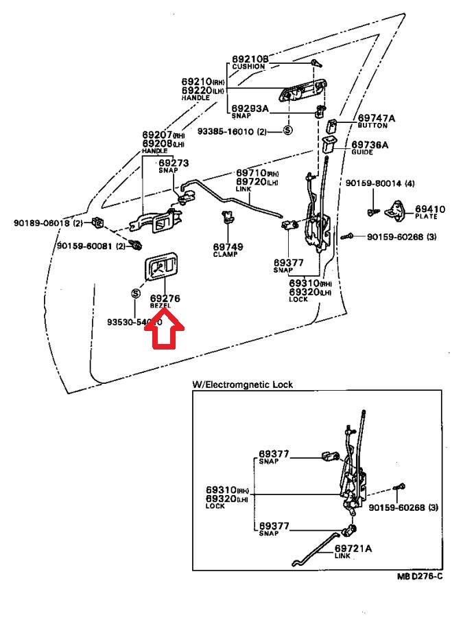 84 - 89 TOYOTA 4RUNNER FRONT RIGHT SIDE INTERIOR DOOR HANDLE BEZEL TRIM GRAY NEW