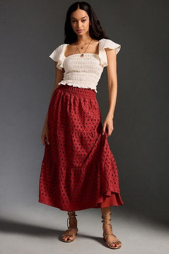Anthropologie The Somerset Maxi Skirt Eyelet Edition Size M