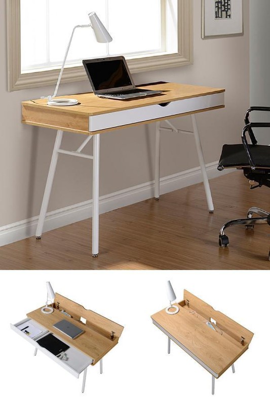 Pkolino Modern Writing Desk White Natural Woods For Sale Online