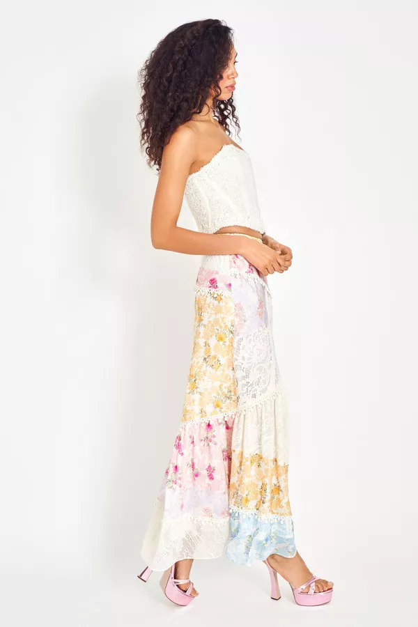 Pre-owned Loveshackfancy Women's Obelia Skirt, Style Ls503-1404, Size 6, Rainbow Cloud