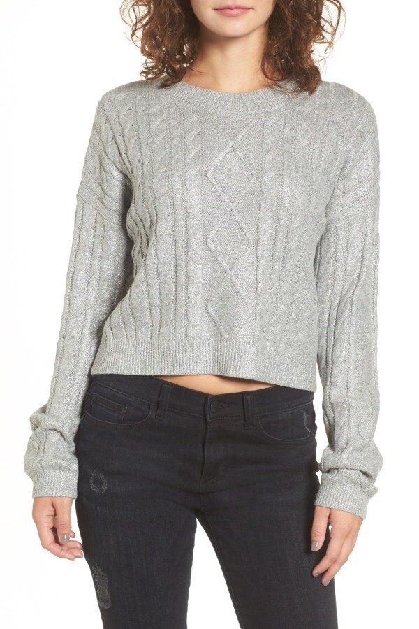 BP. 164892 Women's Long Sleeve Crew Neck Knit Sweater Gray Size Large