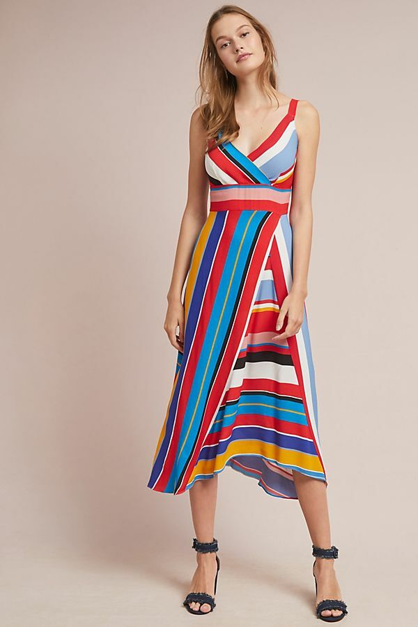 NEW ANTHROPOLOGIE SEASIDE STRIPED MIDI DRESS BY TRACY REESE