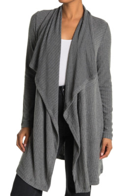 H by Bordeaux Gray Cozy Waterfall In Ht Charcoal Cardigan Duster Sweater NEW XS