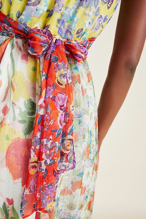 Pre-owned Anthropologie Malibu Floral Maxi Dress Sheer Size 2 In Multicolor