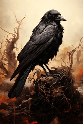 RAVEN FINE ART PRINT, Dark Fantasy Animal Wall Decor, Gothic Crow Poster Picture