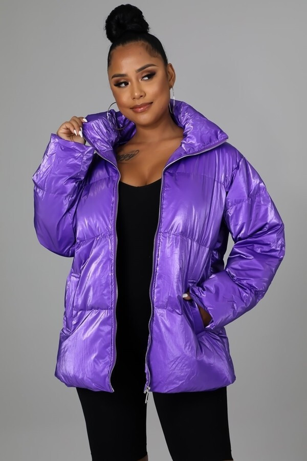 Women's Purple Non-Stretch Bomber Jacket in Sizes