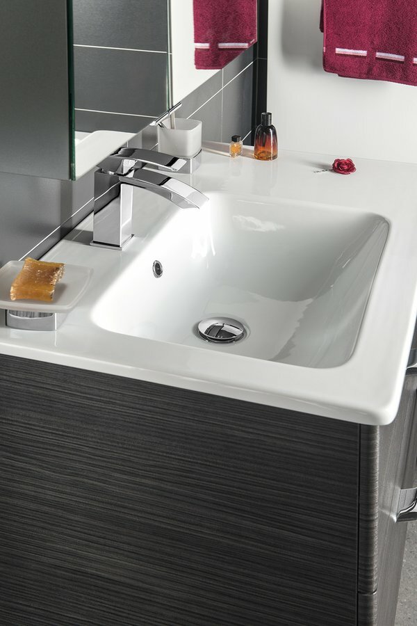 Waschtisch mit Ablage rechts Einbauwaschbecken 80x50 cm Waschbecken