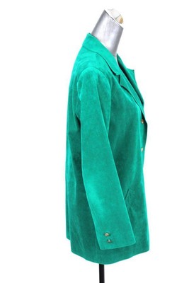 vintage 70s womens kelly green NAT KAP blazer jacket ULTRASUEDE retro XL 16