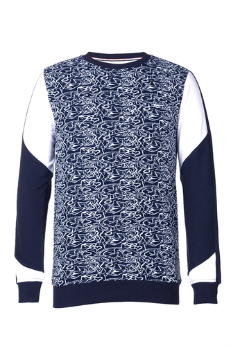 Мужской свитер с круглым вырезом A. Tiziano темно-синего цвета Camden Fancy Knit - L