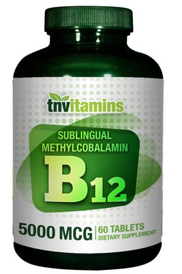 Sublingual Vitamin B-12 Methylcobalamin 5000 Mcg - 60 Lozenges