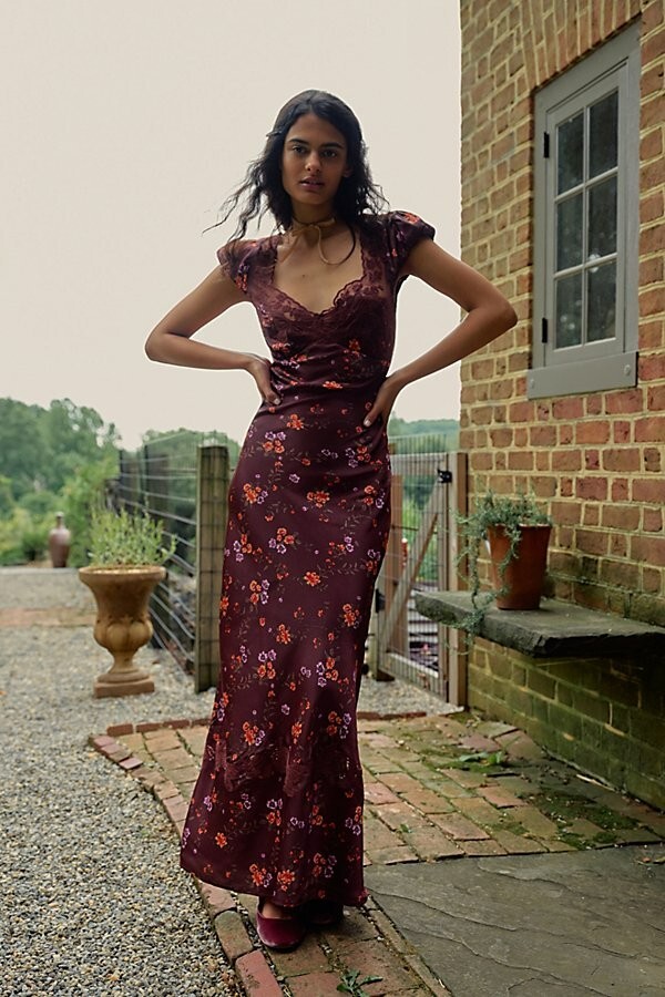 Free People Butterfly Babe Floral Dress Womens S Brown Combo Button Back Closure - Picture 1 of 18