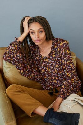 $118 Anthropologie  Pauline Balloon-Sleeved Blouse size P2XS  new nwt