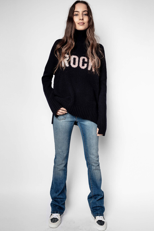 Pre-owned Zadig & Voltaire Zadig&voltaire Alma Turtleneck Oversized Merino Wool Sweater Size M In Blue