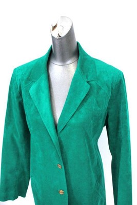 vintage 70s womens kelly green NAT KAP blazer jacket ULTRASUEDE retro XL 16