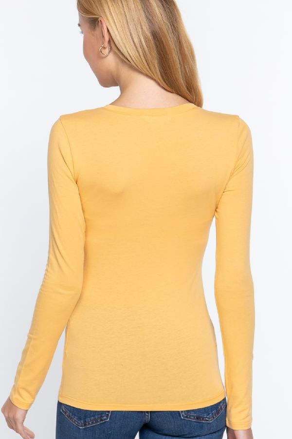 Women's V Neck Long Sleeve T Shirt Basic Stretch Top US Sizes S-XL Plus 1X 2X