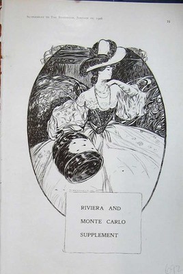 Original Old Antique Print 1906 Advert Riviera Monte Carlo Woman Fashion Dress