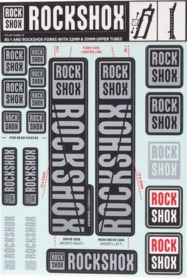 Fork Decal Kits - RockShox Fork Decal Kit - 30/32mm/RS1, Gray - Sticker/Decal