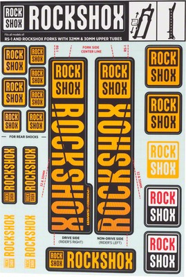 Fork Decal Kits - RockShox Fork Decal Kit - 30/32mm/RS1, Orange - Sticker/Decal