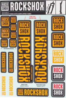 Fork Decal Kits - RockShox Fork Decal Kit - 35mm, Orange - Sticker/Decal