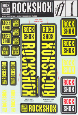 Fork Decal Kits - RockShox Fork Decal Kit - 35mm, Yellow - Sticker/Decal