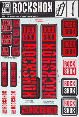 Fork Decal Kits - RockShox Fork Decal Kit - 35mm, Red - Sticker/Decal
