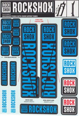Fork Decal Kits - RockShox Fork Decal Kit - 35mm, Blue - Sticker/Decal