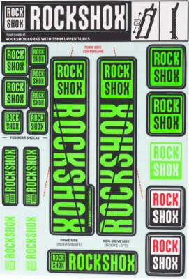 Fork Decal Kits - RockShox Fork Decal Kit - 35mm, Green - Sticker/Decal