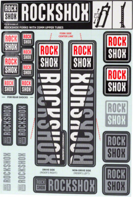 Fork Decal Kits - RockShox Fork Decal Kit - 35mm, White - Sticker/Decal
