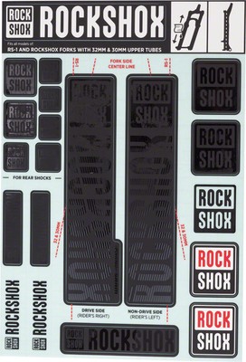 Fork Decal Kits - RockShox Fork Decal Kit - 30/32mm/RS1, Stealth Black -