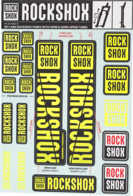Fork Decal Kits - RockShox Fork Decal Kit - 30/32mm/RS1, Yellow - Other Fork