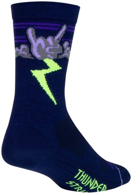 SockGuy Thunder Crew Socks - 6'', Navy/Purple/Green, Small/Medium