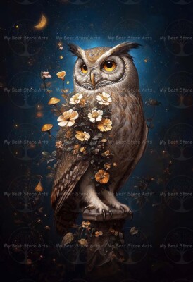 BARN OWL ART PRINT, Bird Fantasy Enchanted Forest Decor, Cottagecore Poster E352